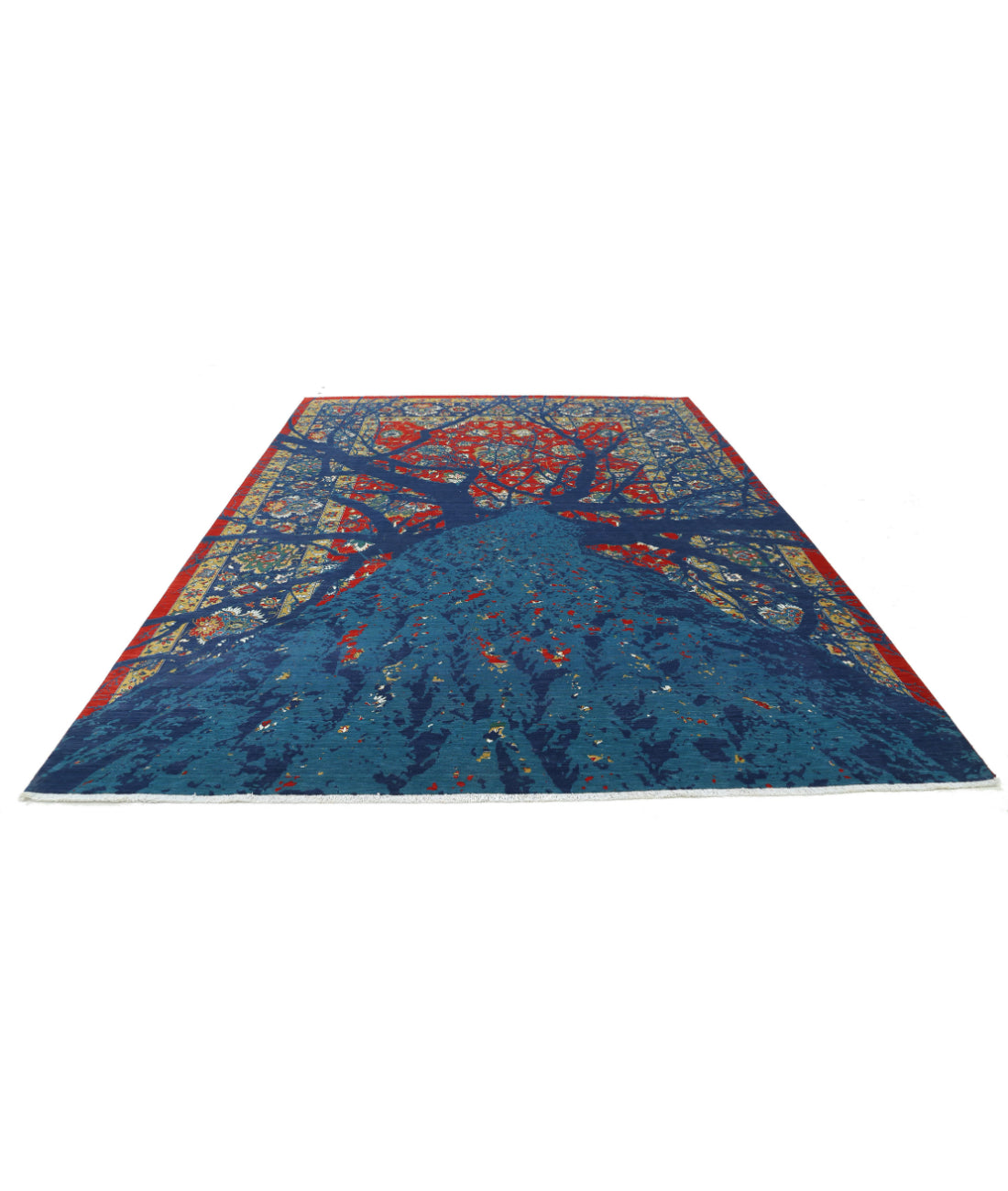 Gulshan Wool & Bamboo Silk Rug - 8'10'' x 12'3'' 8'10'' x 12'3'' (265 X 368) / Blue / Red