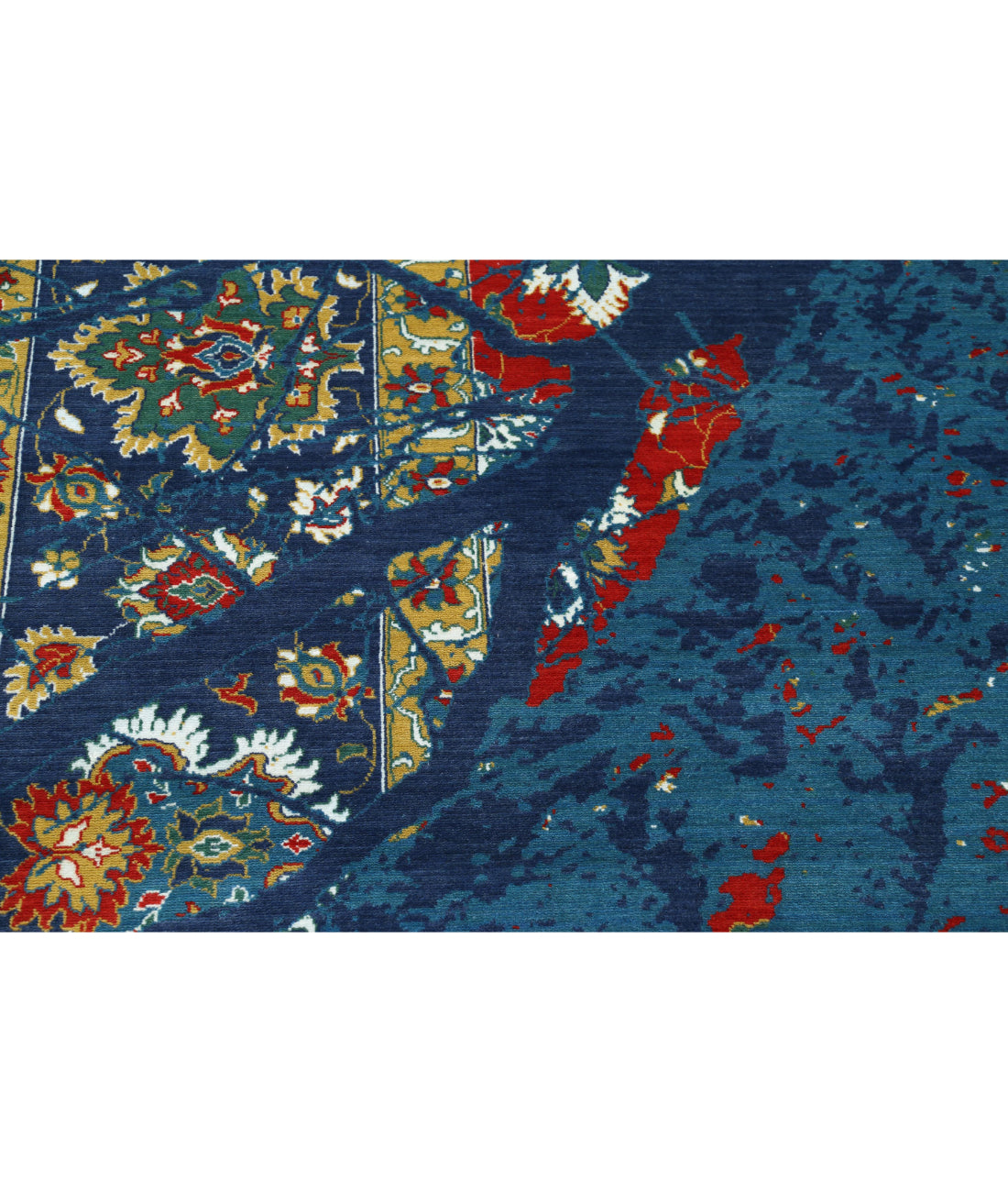 Gulshan Wool & Bamboo Silk Rug - 8'10'' x 12'3'' 8'10'' x 12'3'' (265 X 368) / Blue / Red