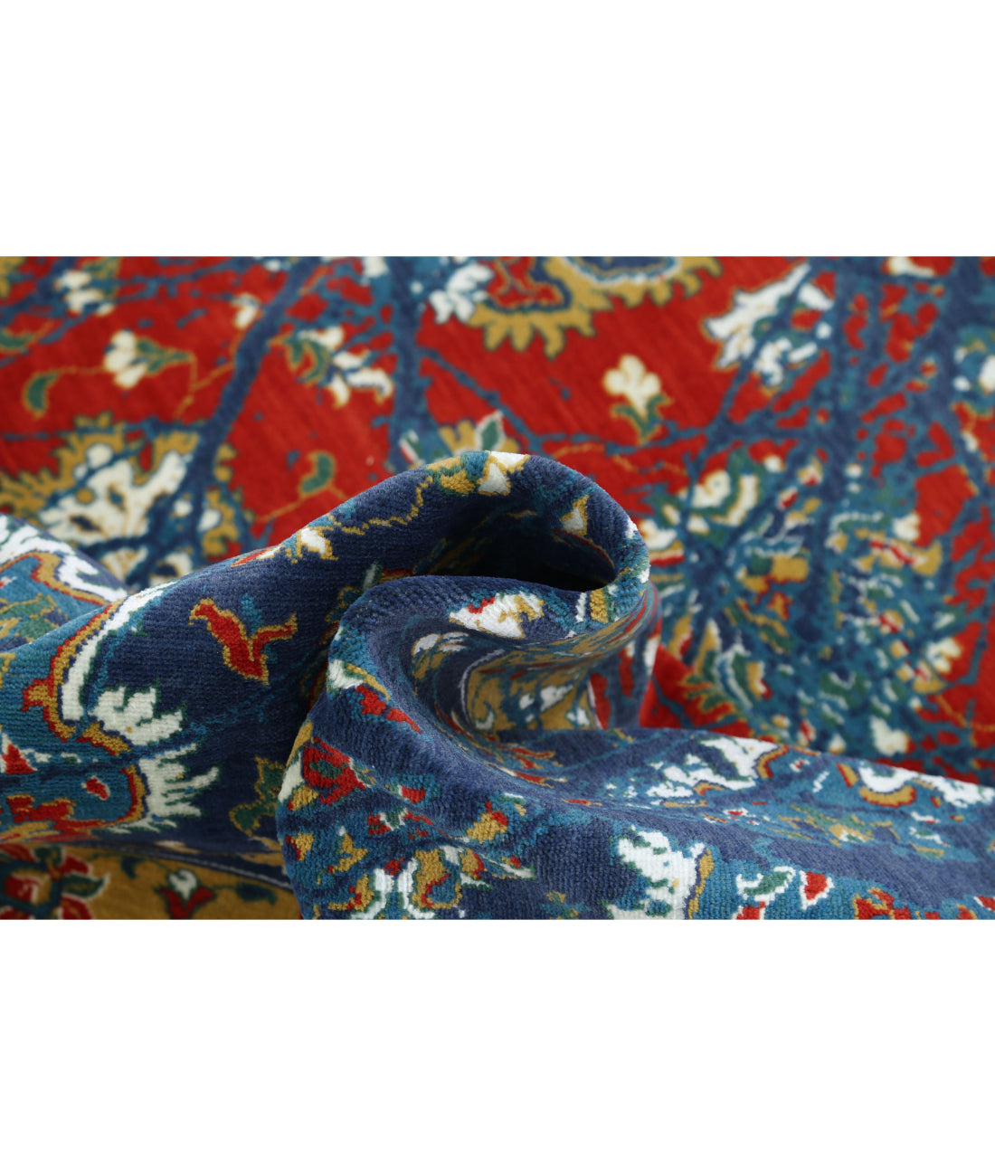 Gulshan Wool & Bamboo Silk Rug - 8'10'' x 12'3'' 8'10'' x 12'3'' (265 X 368) / Blue / Red