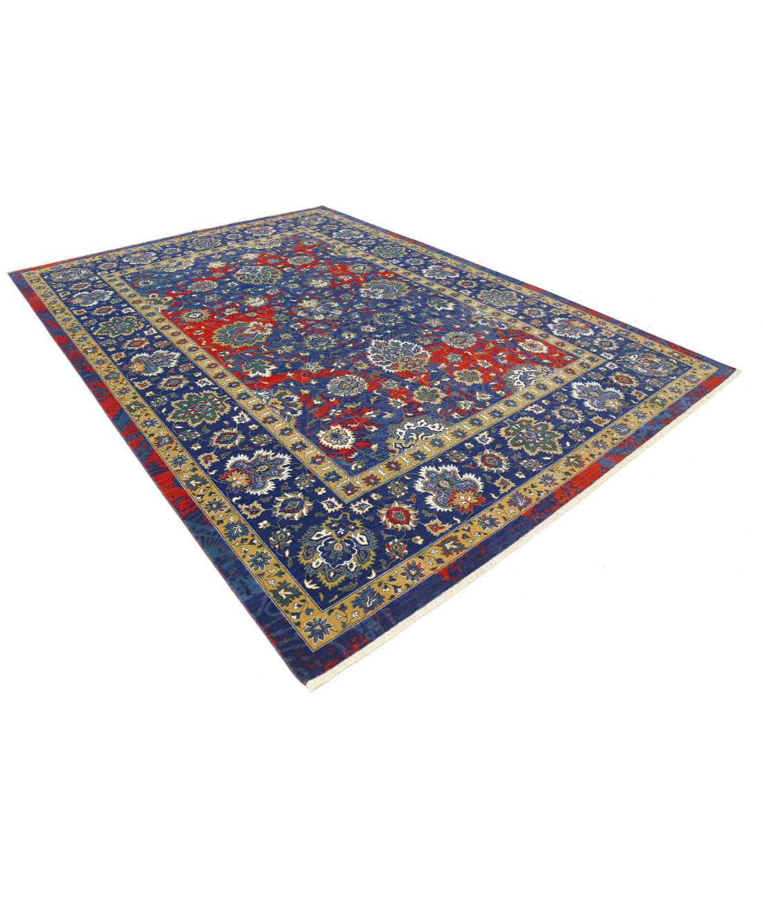 Gulshan Wool & Bamboo Silk Rug - 8'11'' x 12'2'' 8'11'' x 12'2'' (268 X 365) / Red / Blue