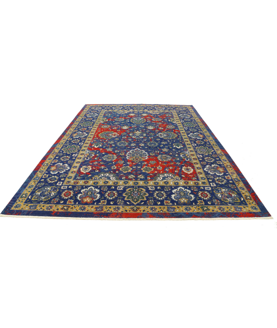 Gulshan Wool & Bamboo Silk Rug - 8'11'' x 12'2'' 8'11'' x 12'2'' (268 X 365) / Red / Blue