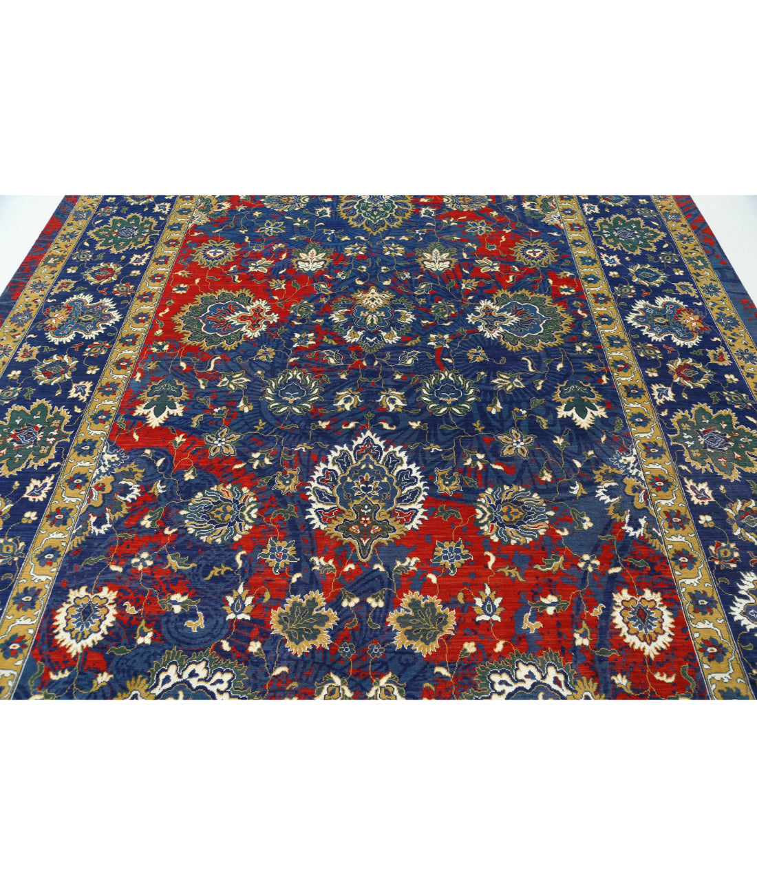 Gulshan Wool & Bamboo Silk Rug - 8'11'' x 12'2'' 8'11'' x 12'2'' (268 X 365) / Red / Blue