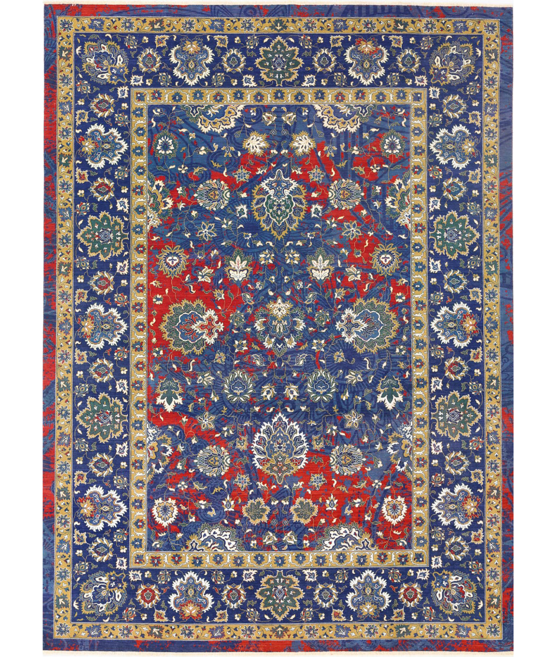 Gulshan Wool & Bamboo Silk Rug - 8'11'' x 12'2'' 8'11'' x 12'2'' (268 X 365) / Red / Blue