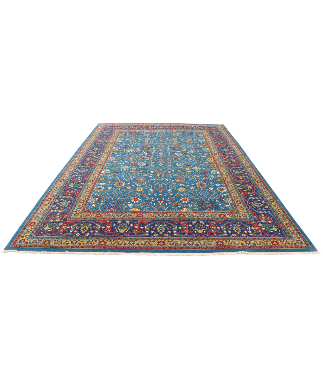 Gulshan Wool & Bamboo Silk Rug - 8'10'' x 12'1'' 8'10'' x 12'1'' (265 X 363) / Teal / Blue