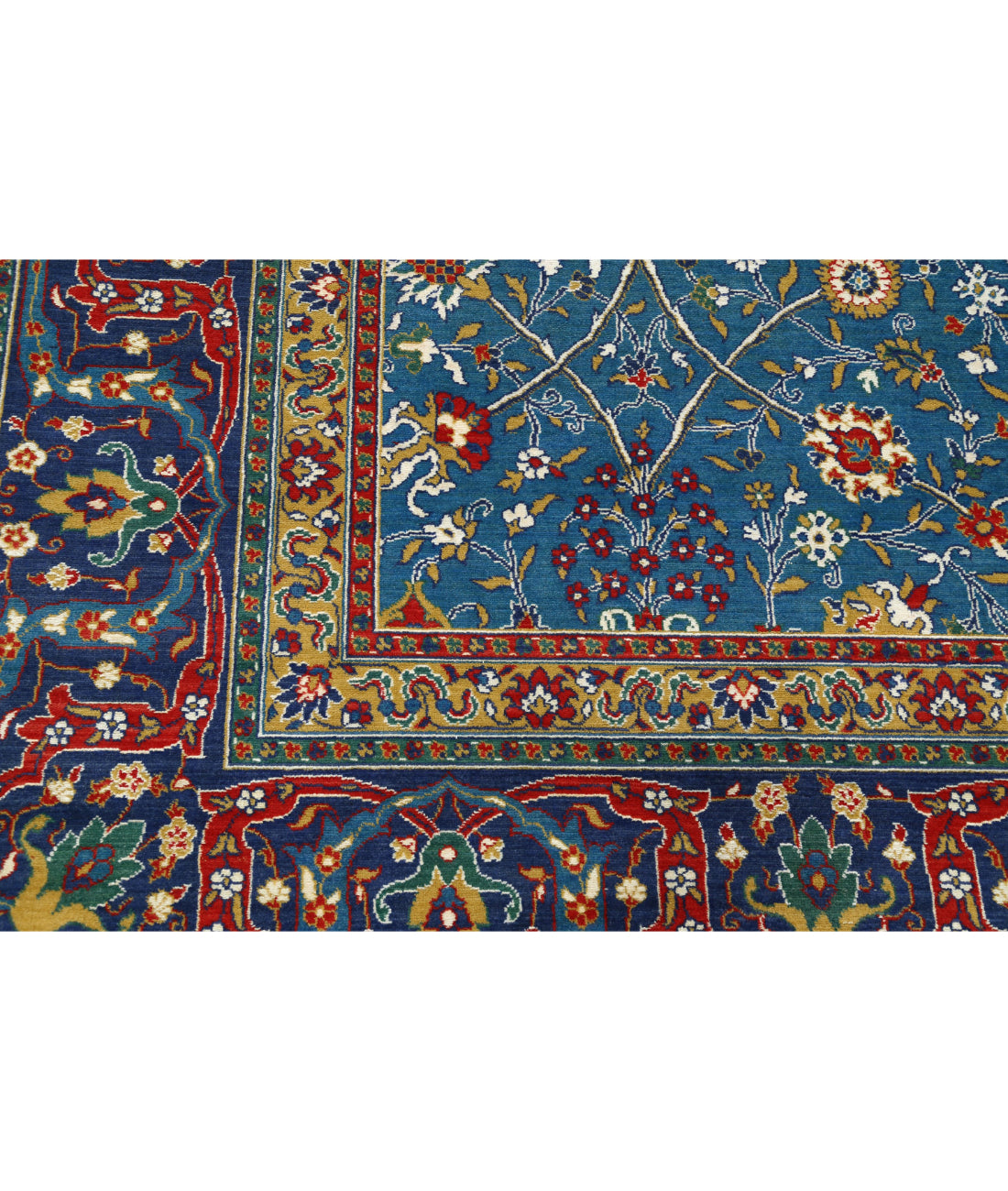 Gulshan Wool & Bamboo Silk Rug - 8'10'' x 12'1'' 8'10'' x 12'1'' (265 X 363) / Teal / Blue