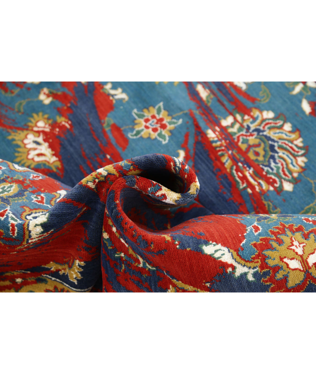 Gulshan Wool & Bamboo Silk Rug - 8'10'' x 12'3'' 8'10'' x 12'3'' (265 X 368) / Teal / Blue