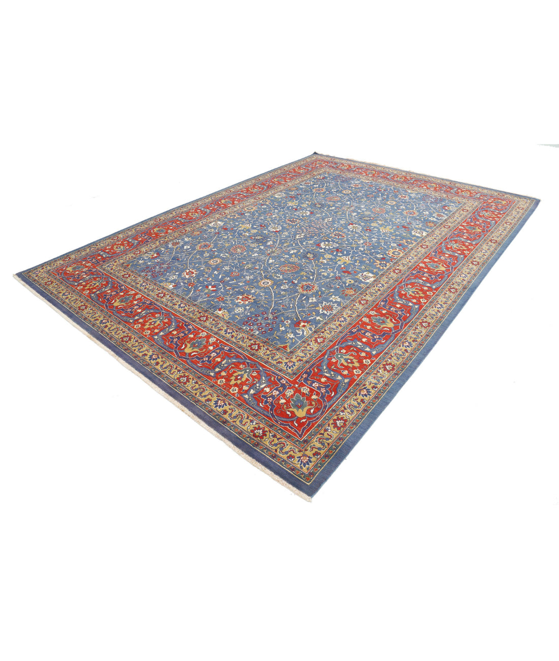 Gulshan Wool & Bamboo Silk Rug - 8'10'' x 12'2'' 8'10'' x 12'2'' (265 X 365) / Blue / Red