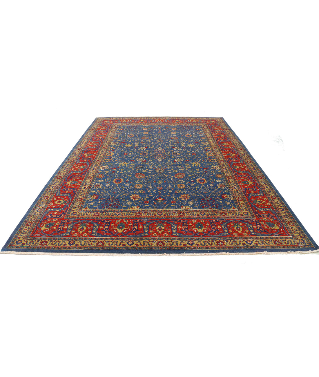 Gulshan Wool & Bamboo Silk Rug - 8'10'' x 12'2'' 8'10'' x 12'2'' (265 X 365) / Blue / Red