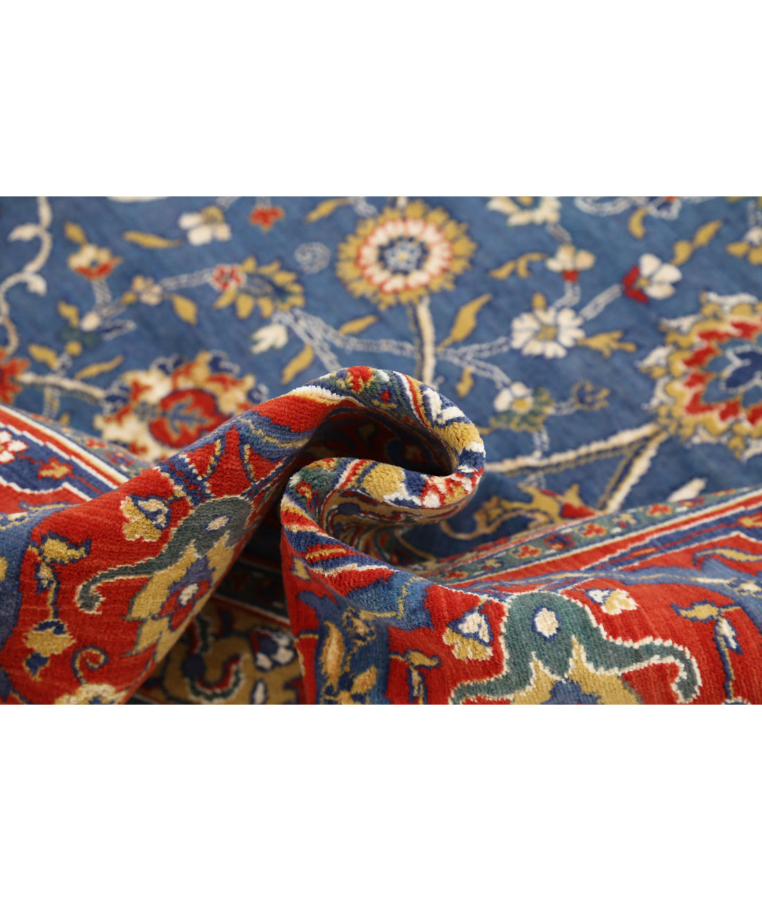 Gulshan Wool & Bamboo Silk Rug - 8'10'' x 12'2'' 8'10'' x 12'2'' (265 X 365) / Blue / Red