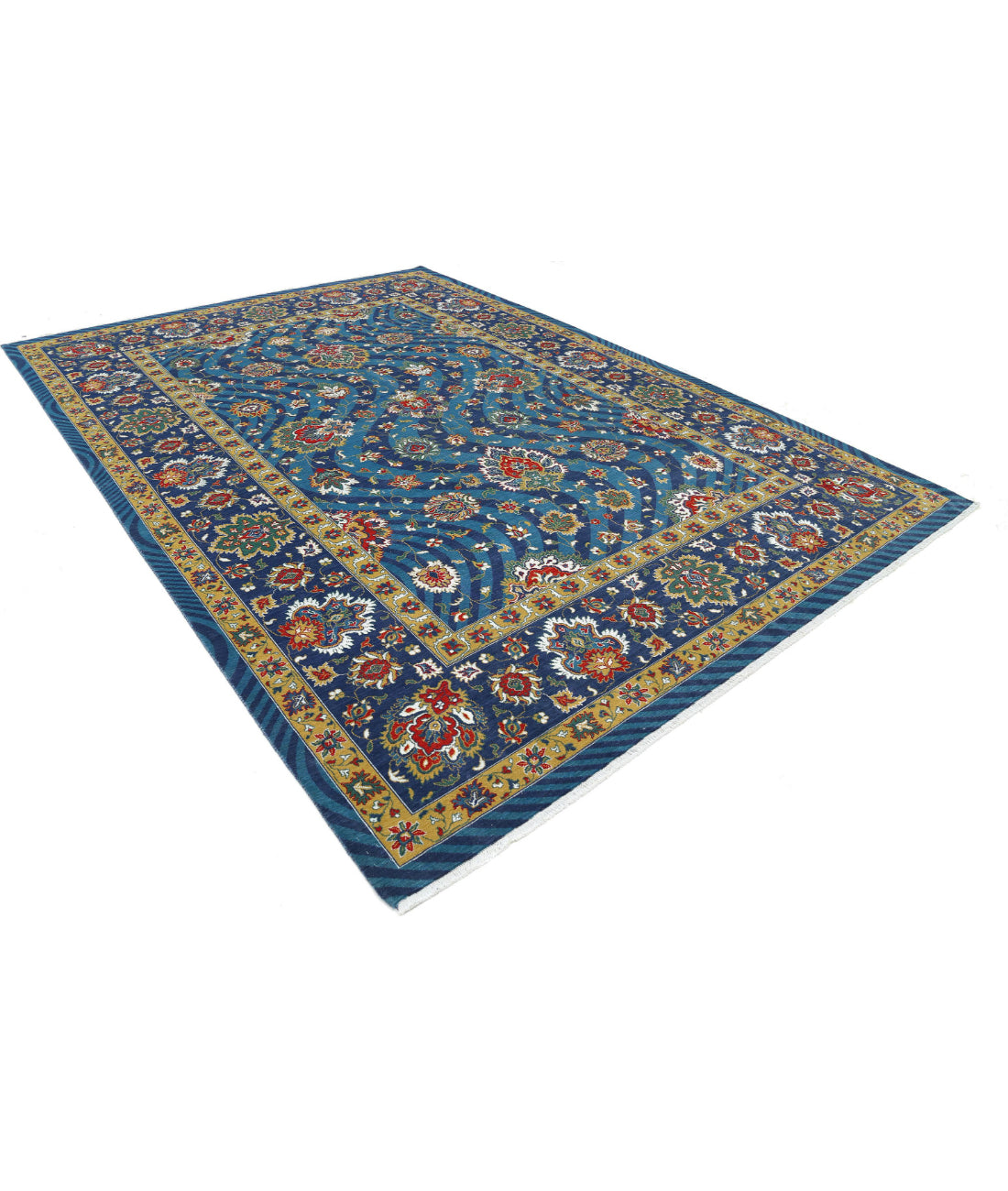 Gulshan Wool & Bamboo Silk Rug - 8'10'' x 12'3'' 8'10'' x 12'3'' (265 X 368) / Teal / Blue