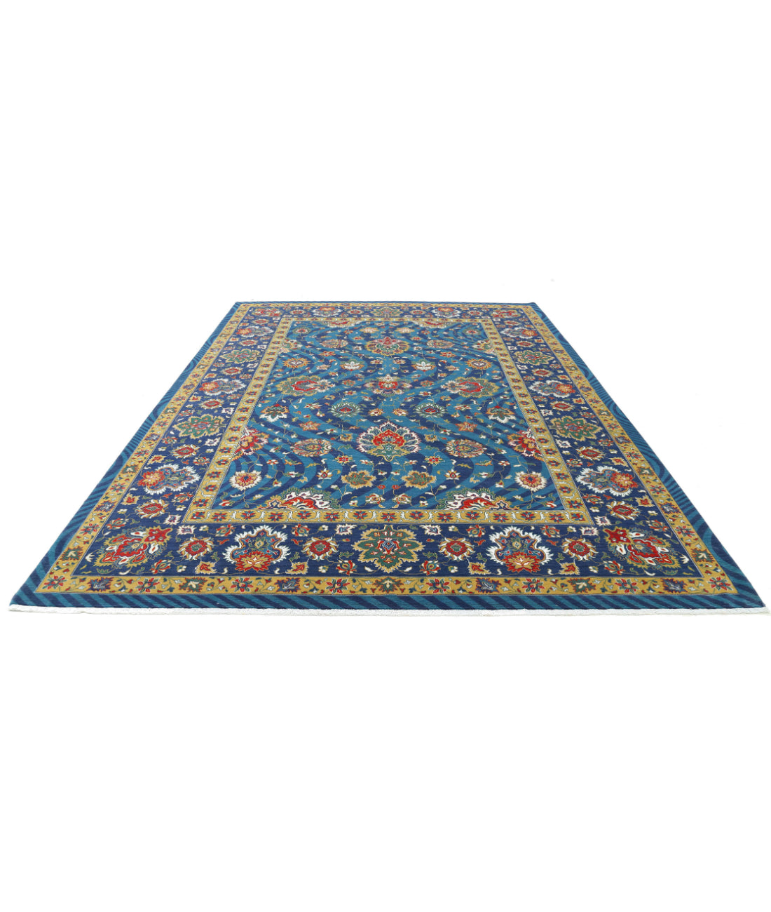 Gulshan Wool & Bamboo Silk Rug - 8'10'' x 12'3'' 8'10'' x 12'3'' (265 X 368) / Teal / Blue