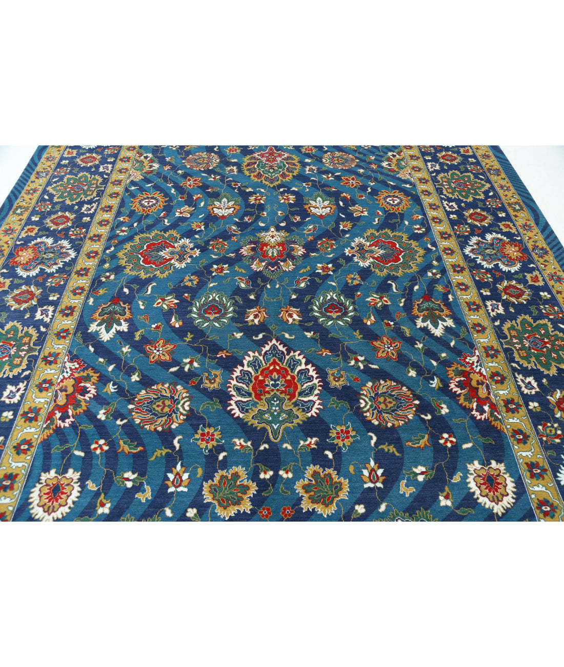 Gulshan Wool & Bamboo Silk Rug - 8'10'' x 12'3'' 8'10'' x 12'3'' (265 X 368) / Teal / Blue
