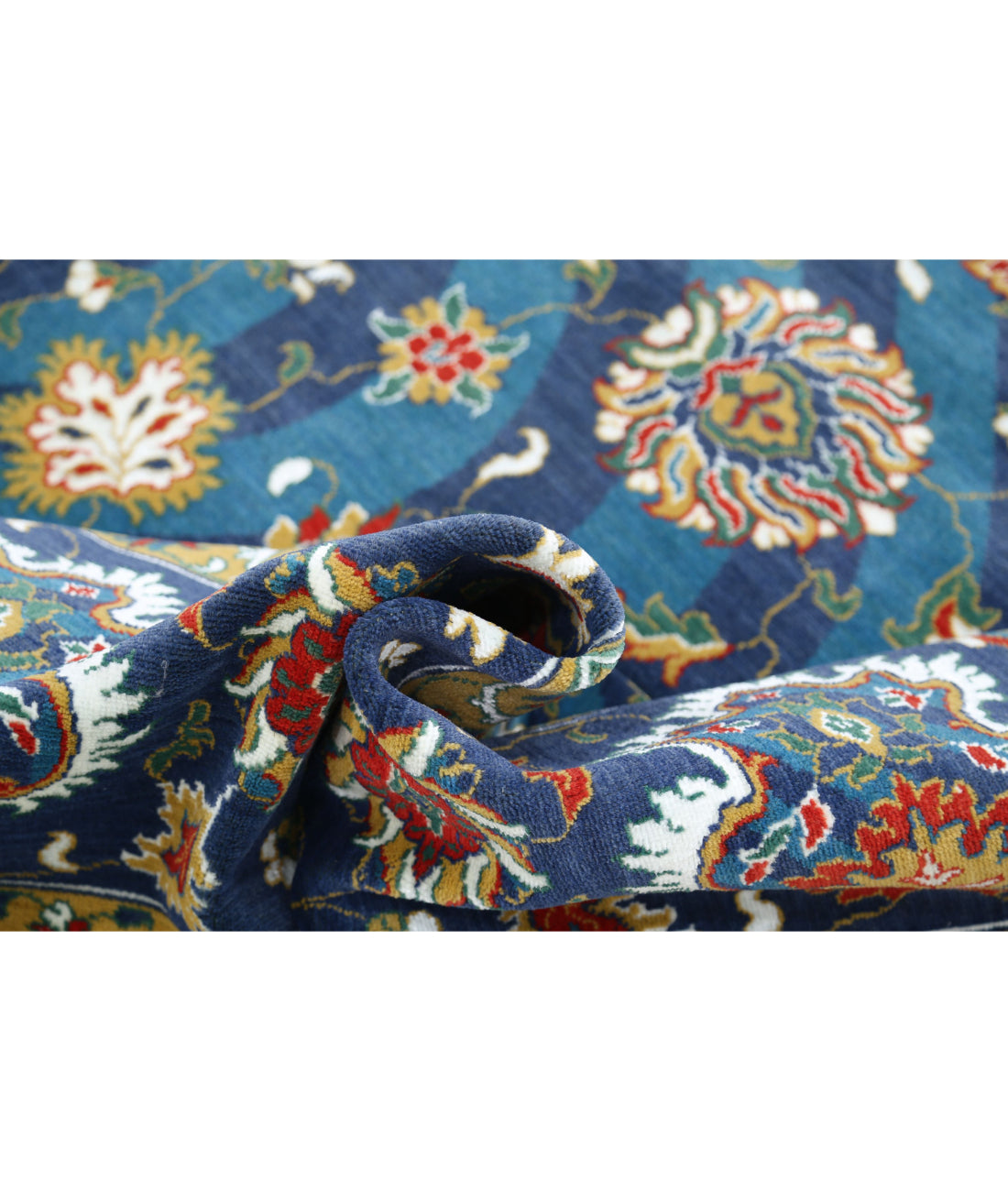 Gulshan Wool & Bamboo Silk Rug - 8'10'' x 12'3'' 8'10'' x 12'3'' (265 X 368) / Teal / Blue