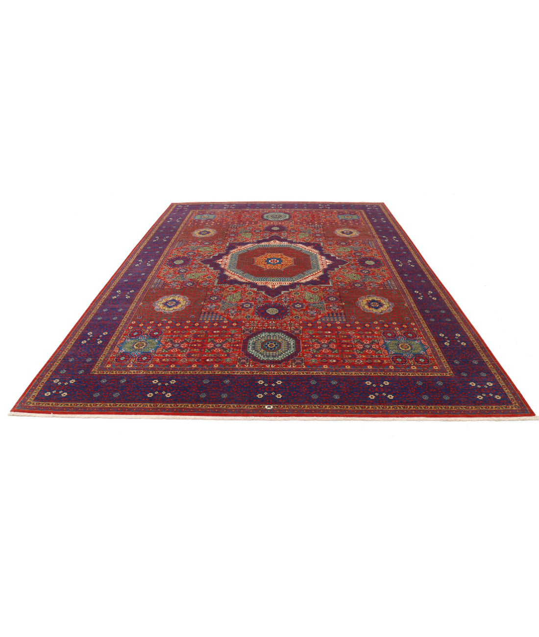 Gulshan Wool & Bamboo Silk Rug - 8'10'' x 11'11'' 8'10'' x 11'11'' (265 X 358) / Red / Blue