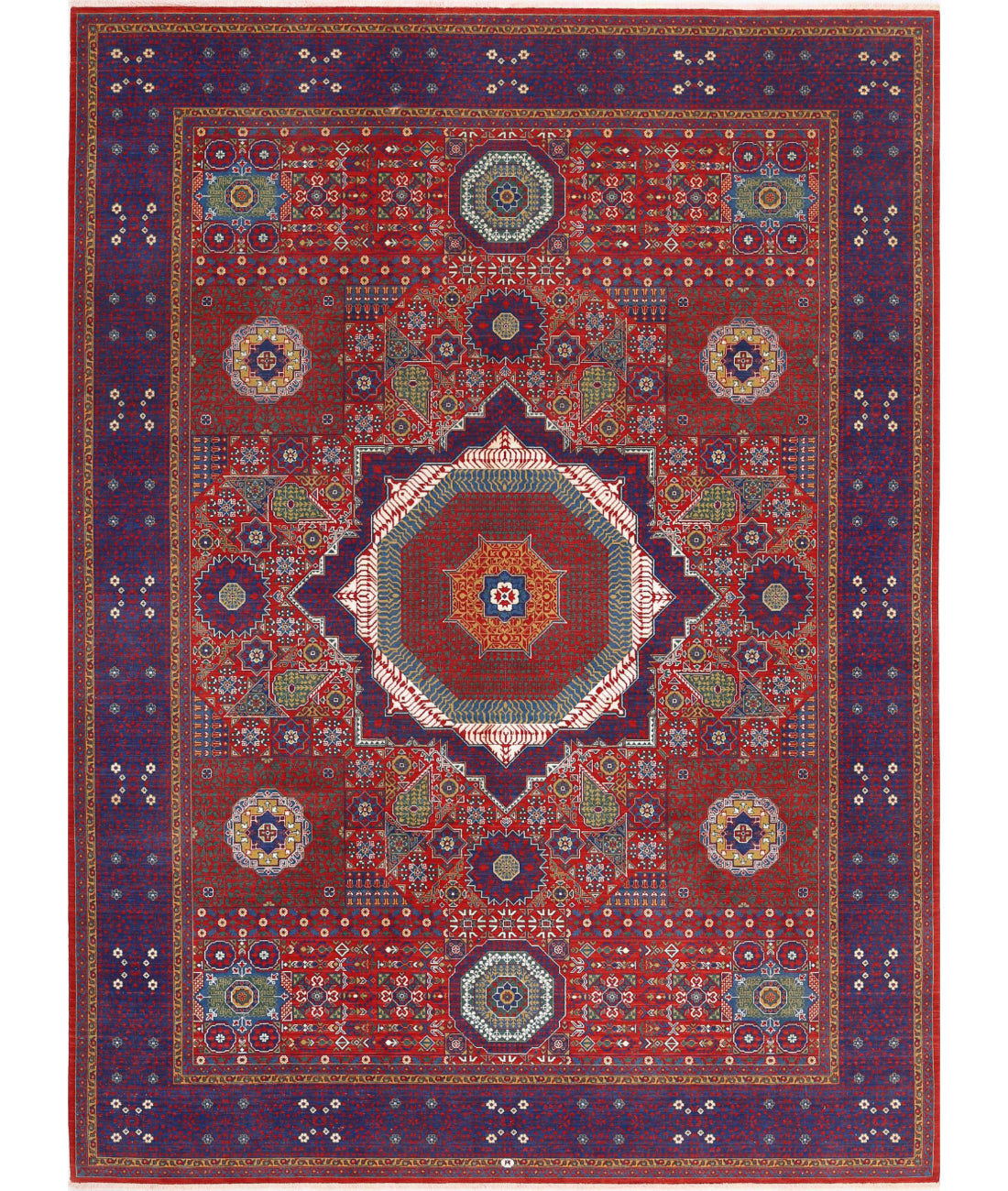 Gulshan Wool & Bamboo Silk Rug - 8'10'' x 11'11'' 8'10'' x 11'11'' (265 X 358) / Red / Blue