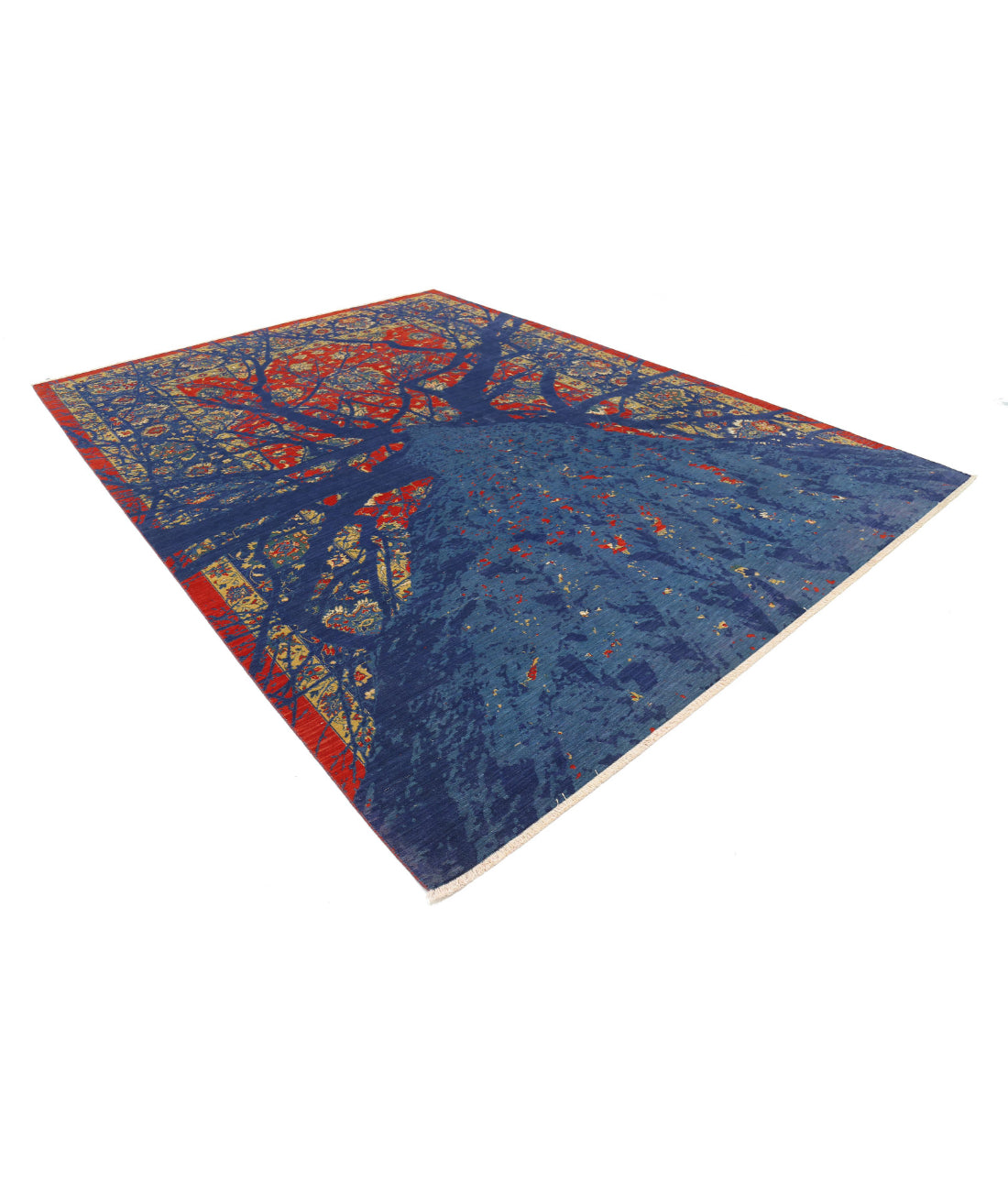 Gulshan Wool & Bamboo Silk Rug - 8'11'' x 12'4'' 8'11'' x 12'4'' (268 X 370) / Red / Blue