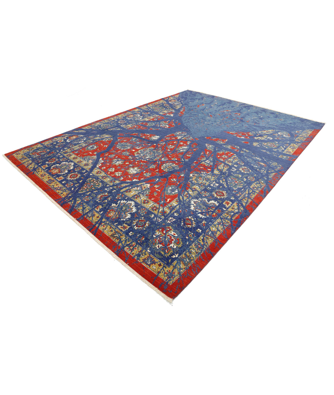 Gulshan Wool & Bamboo Silk Rug - 8'11'' x 12'4'' 8'11'' x 12'4'' (268 X 370) / Red / Blue