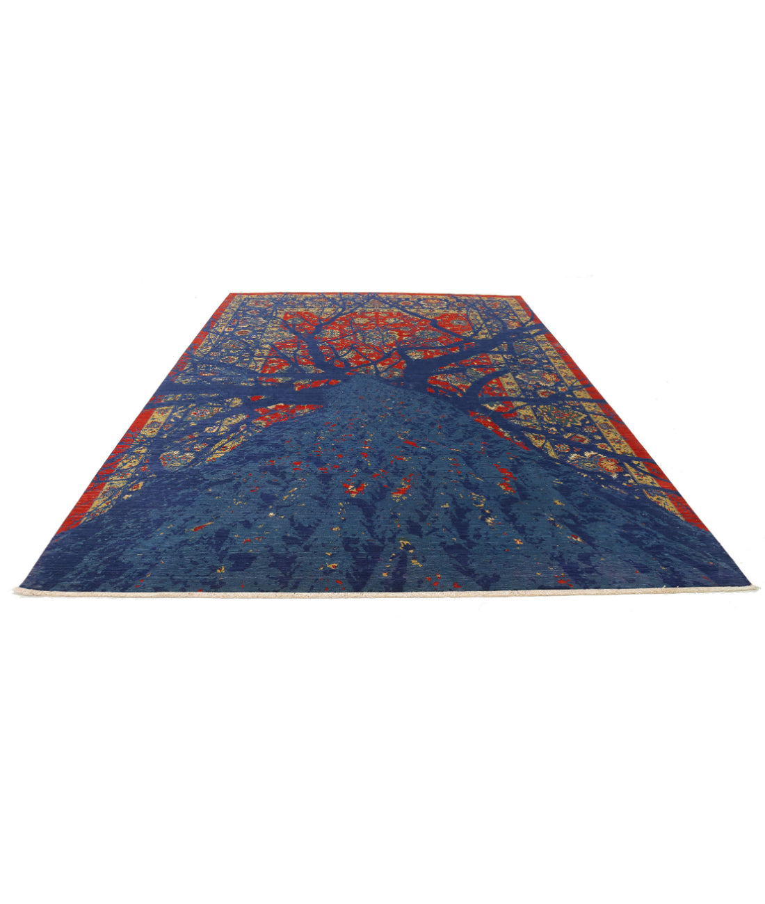 Gulshan Wool & Bamboo Silk Rug - 8'11'' x 12'4'' 8'11'' x 12'4'' (268 X 370) / Red / Blue