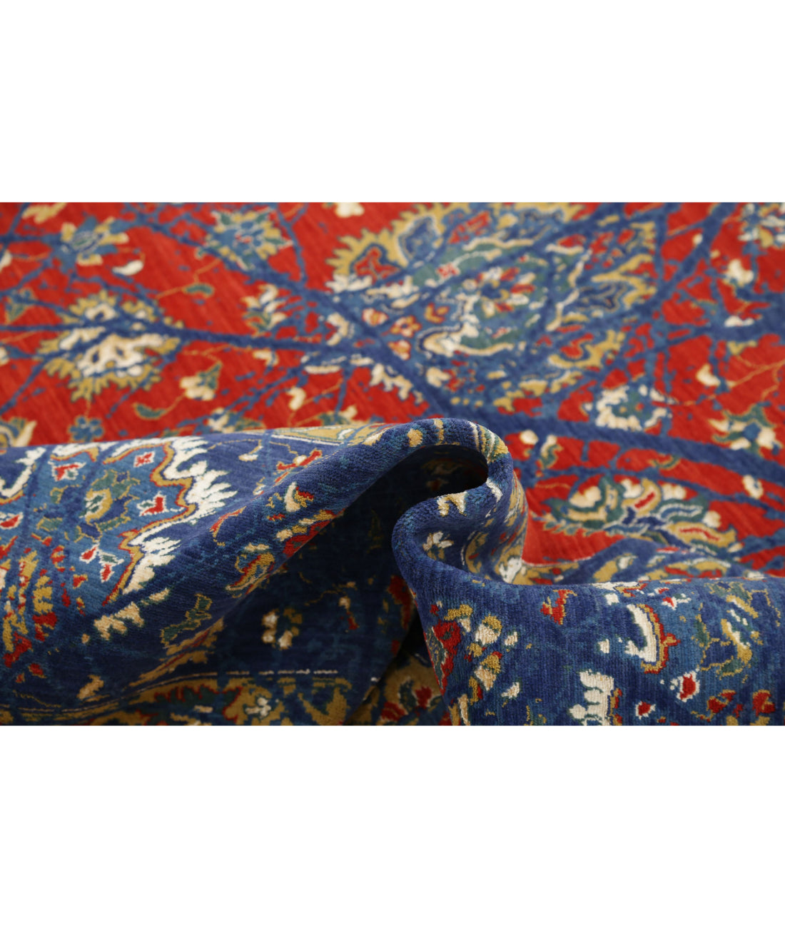 Gulshan Wool & Bamboo Silk Rug - 8'11'' x 12'4'' 8'11'' x 12'4'' (268 X 370) / Red / Blue