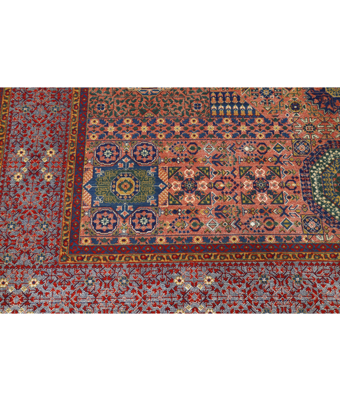Gulshan Wool & Bamboo Silk Rug - 8'10'' x 11'11'' 8'10'' x 11'11'' (265 X 358) / Red / Blue