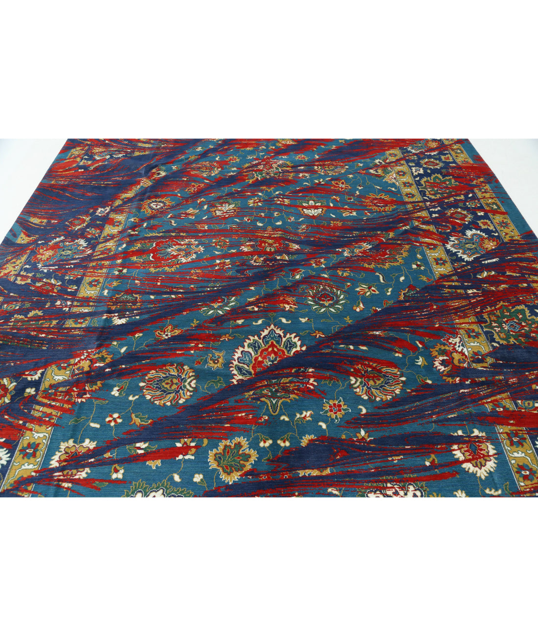 Gulshan Wool & Bamboo Silk Rug - 8'10'' x 12'3'' 8'10'' x 12'3'' (265 X 368) / Red / Blue