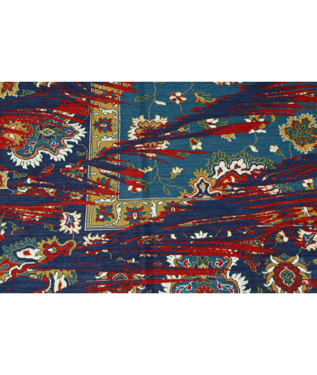 Gulshan Wool & Bamboo Silk Rug - 8'10'' x 12'3'' 8'10'' x 12'3'' (265 X 368) / Red / Blue
