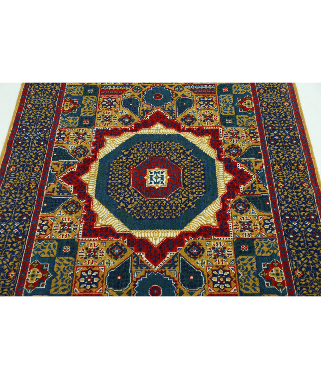 Gulshan Wool & Bamboo Silk Rug - 3'10'' x 6'0'' 3'10'' x 6'0'' (115 X 180) / Gold / Blue