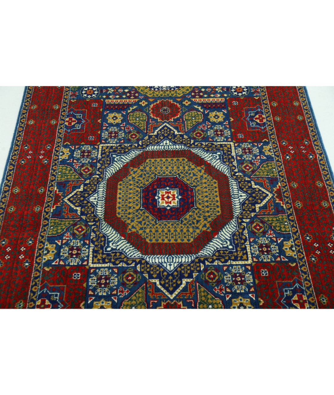 Gulshan Wool & Bamboo Silk Rug - 3'10'' x 6'0'' 3'10'' x 6'0'' (115 X 180) / Blue / Red