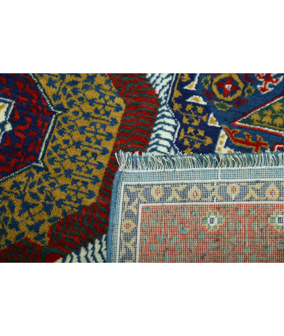 Gulshan Wool & Bamboo Silk Rug - 3'10'' x 6'0'' 3'10'' x 6'0'' (115 X 180) / Blue / Red