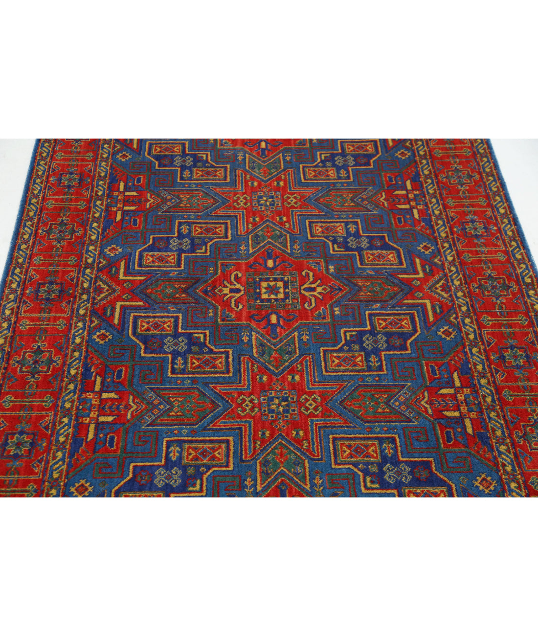 Gulshan Wool & Bamboo Silk Rug - 3'10'' x 6'0'' 3'10'' x 6'0'' (115 X 180) / Blue / Red