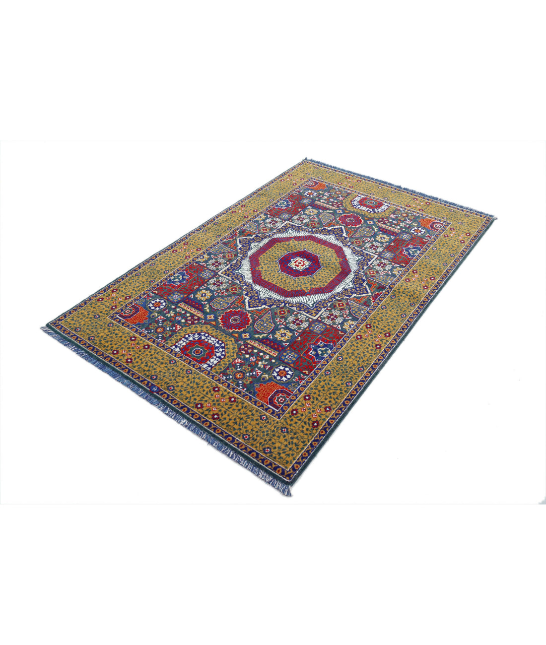 Gulshan Wool & Bamboo Silk Rug - 3'10'' x 6'0'' 3'10'' x 6'0'' (115 X 180) / Green / Gold