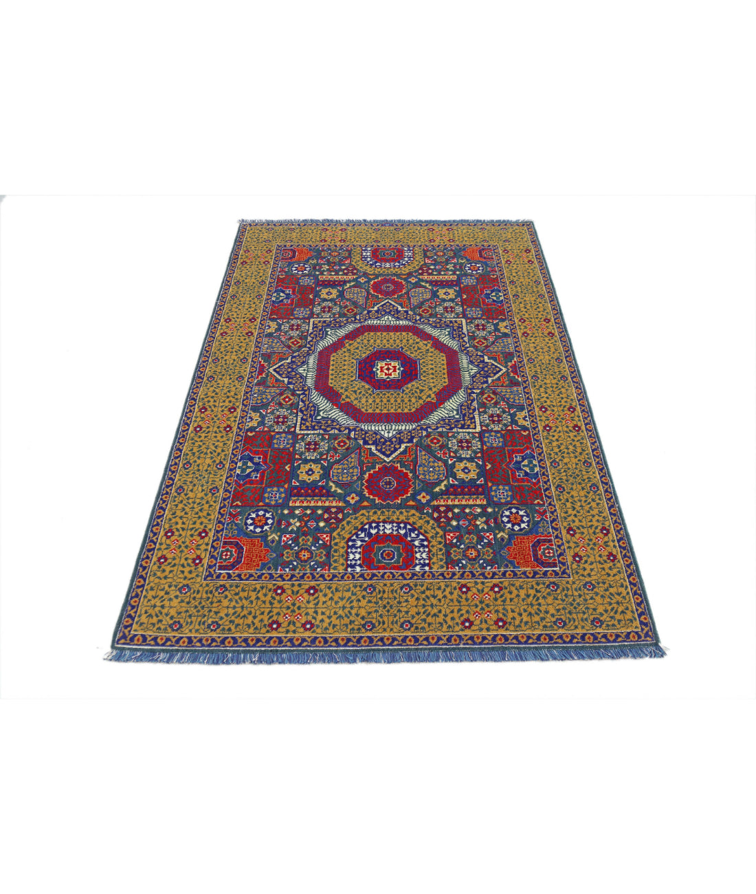 Gulshan Wool & Bamboo Silk Rug - 3'10'' x 6'0'' 3'10'' x 6'0'' (115 X 180) / Green / Gold