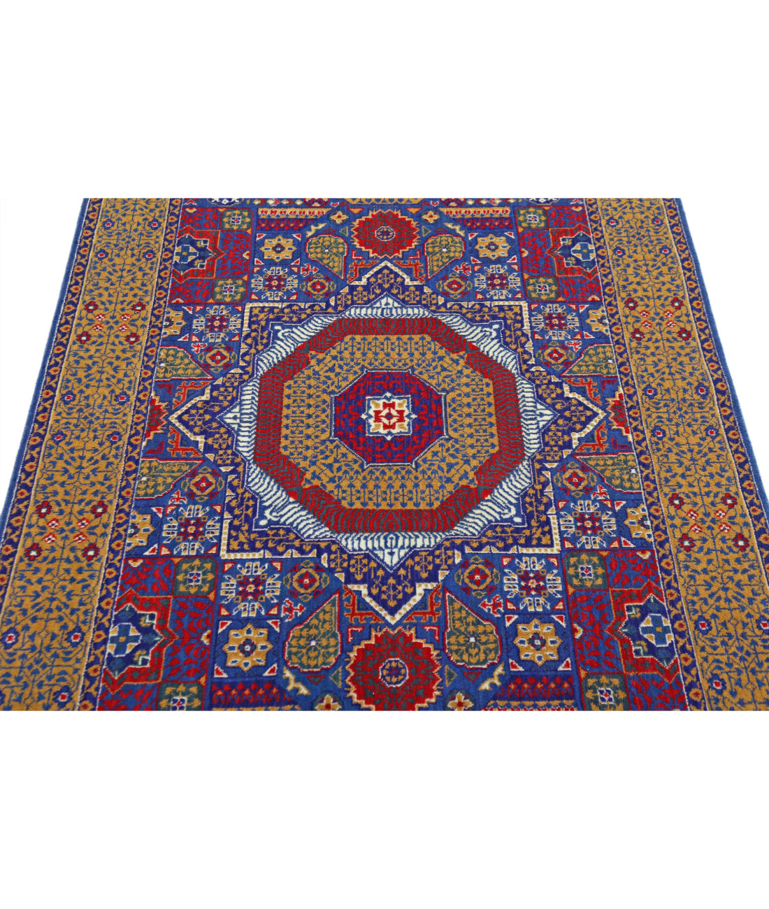 Gulshan Wool & Bamboo Silk Rug - 3'10'' x 6'0'' 3'10'' x 6'0'' (115 X 180) / Blue / Gold