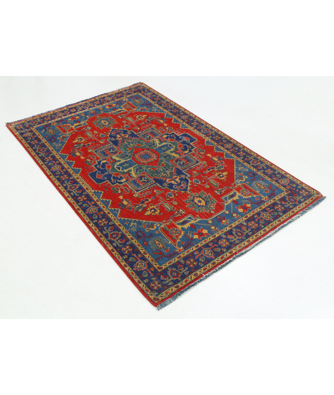 Gulshan Wool & Bamboo Silk Rug - 3'10'' x 6'0'' 3'10'' x 6'0'' (115 X 180) / Red / Blue