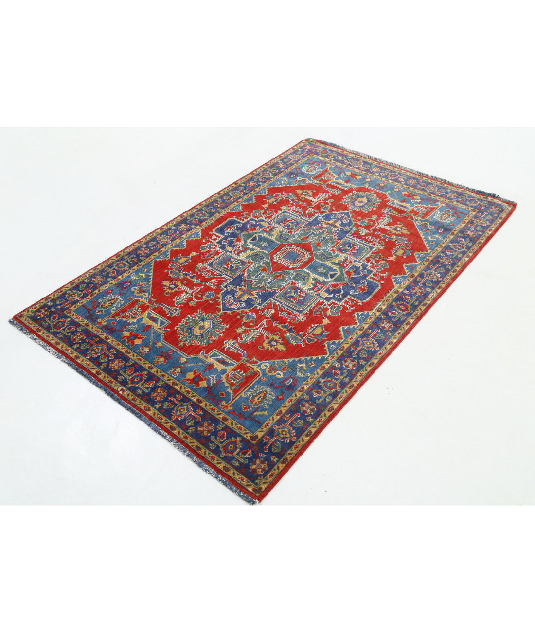 Gulshan Wool & Bamboo Silk Rug - 3'10'' x 6'0'' 3'10'' x 6'0'' (115 X 180) / Red / Blue