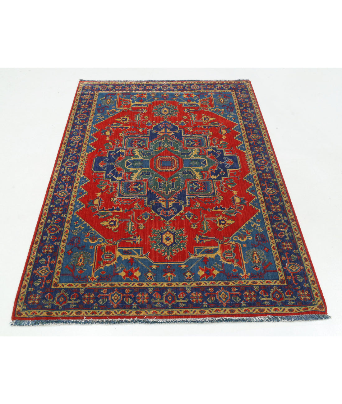 Gulshan Wool & Bamboo Silk Rug - 3'10'' x 6'0'' 3'10'' x 6'0'' (115 X 180) / Red / Blue