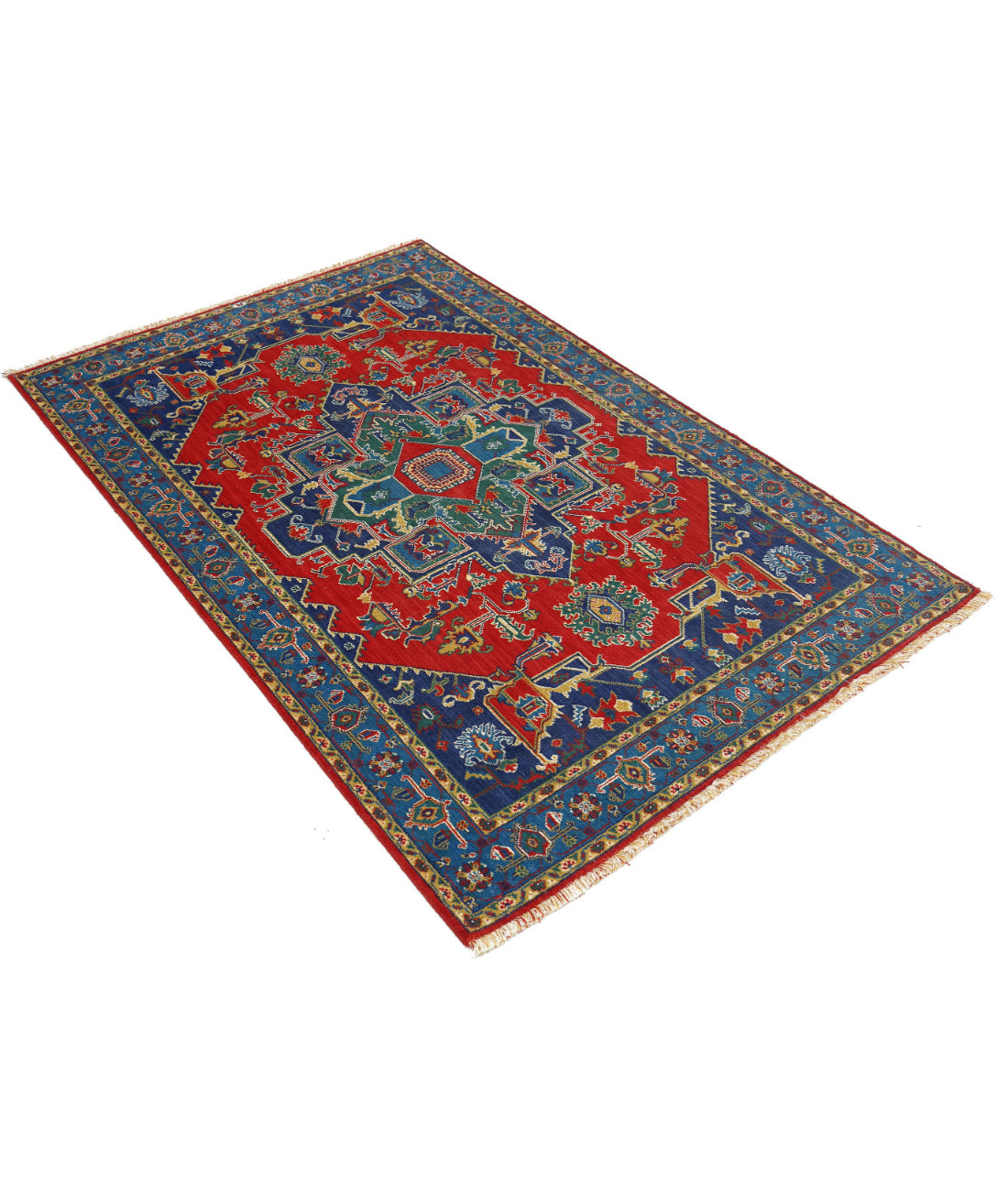 Gulshan Wool & Bamboo Silk Rug - 3'10'' x 6'0'' 3'10'' x 6'0'' (115 X 180) / Red / Blue