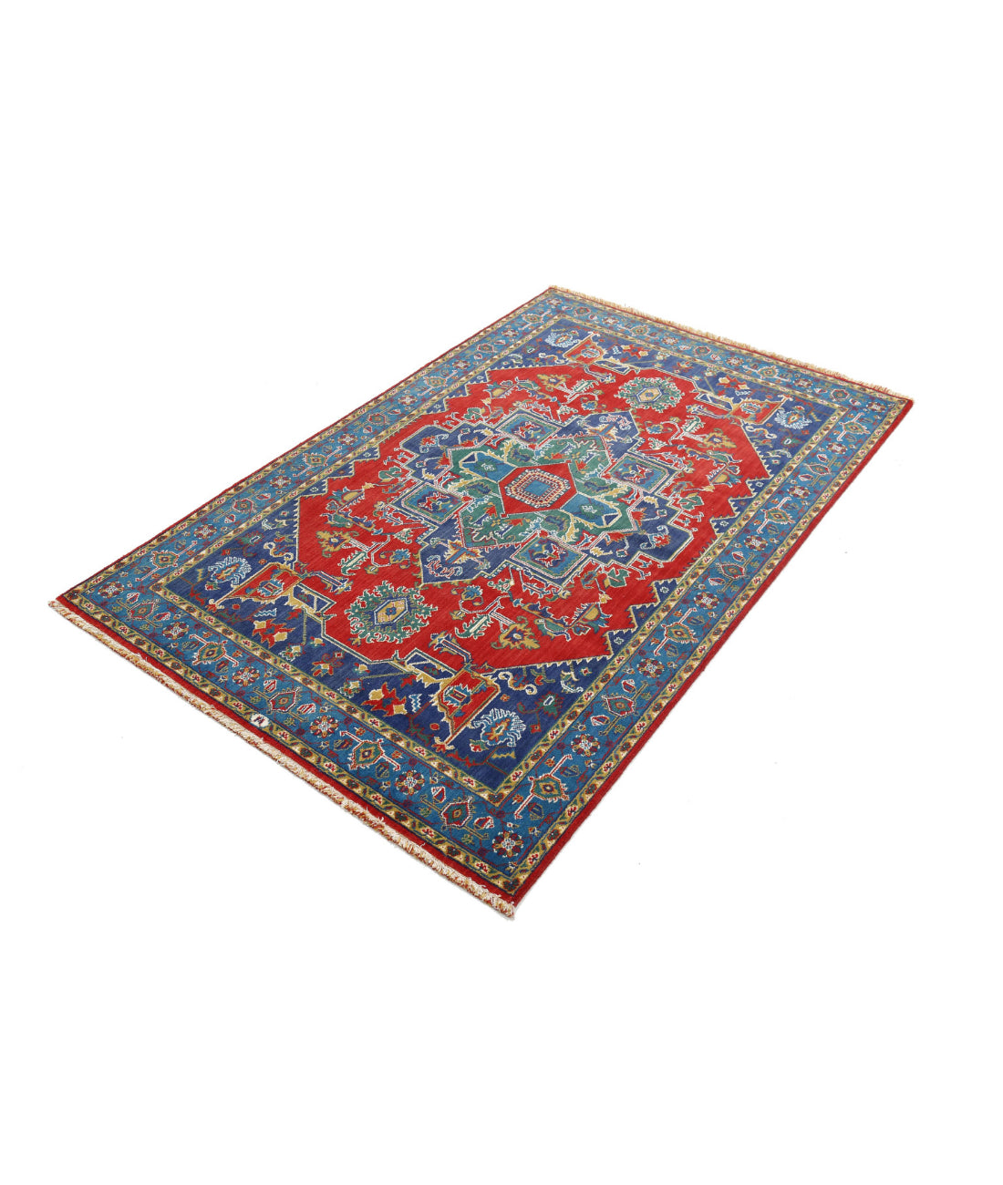 Gulshan Wool & Bamboo Silk Rug - 3'10'' x 6'0'' 3'10'' x 6'0'' (115 X 180) / Red / Blue