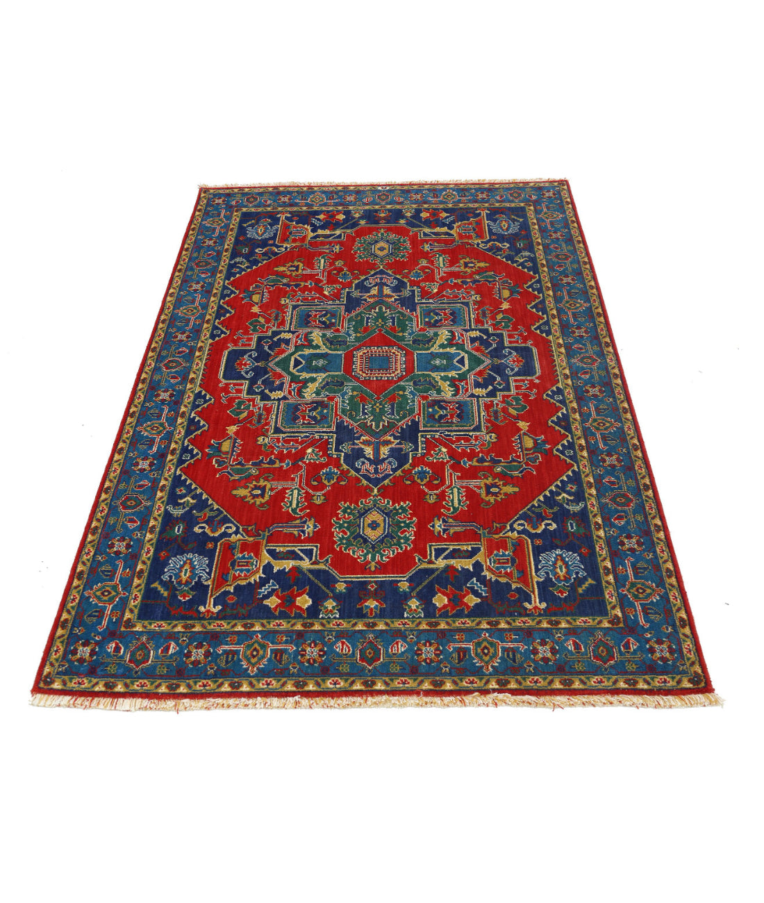 Gulshan Wool & Bamboo Silk Rug - 3'10'' x 6'0'' 3'10'' x 6'0'' (115 X 180) / Red / Blue