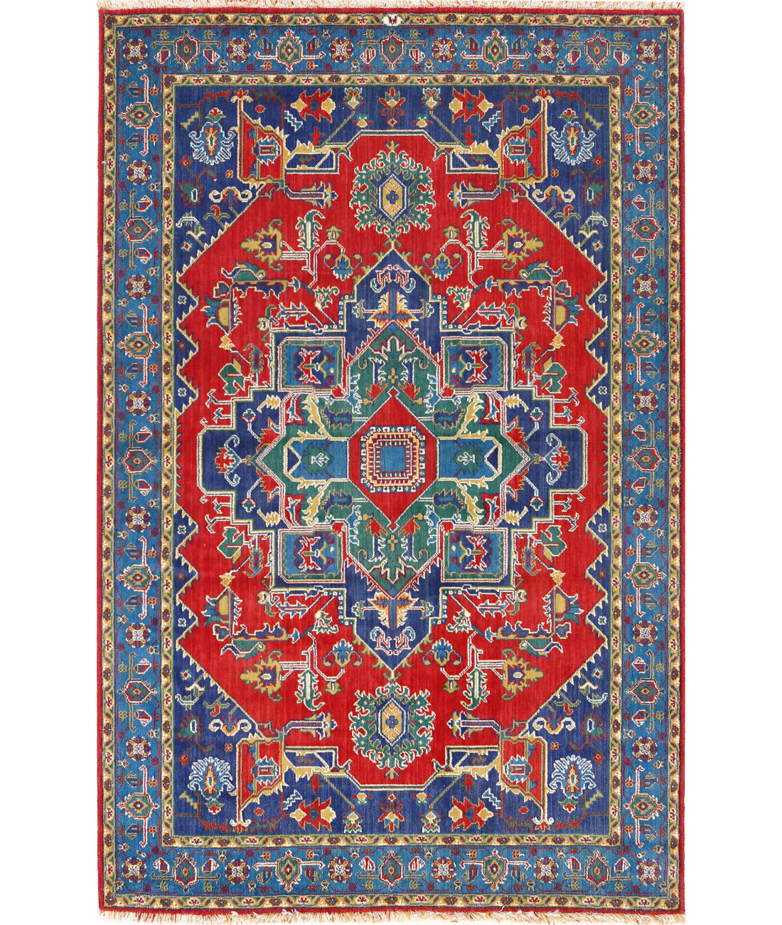 Gulshan Wool &amp; Bamboo Silk Rug - 3&#39;10&#39;&#39; x 6&#39;0&#39;&#39; 3&#39;10&#39;&#39; x 6&#39;0&#39;&#39; (115 X 180) / Red / Blue