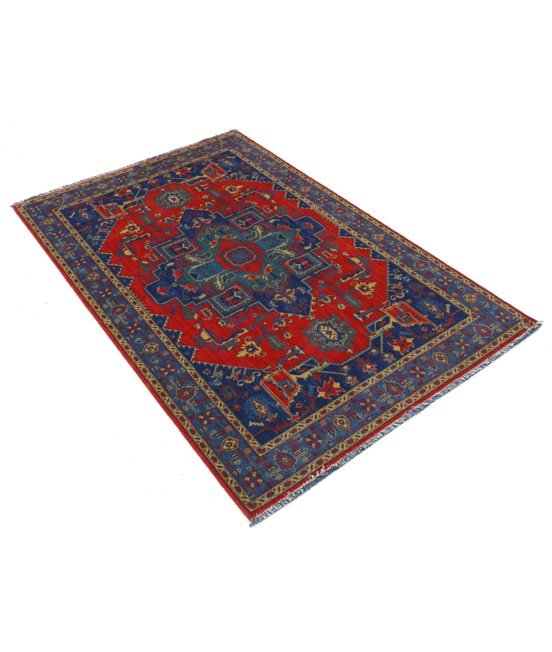 Gulshan Wool Rug - 3'10'' x 6'0'' 3'10'' x 6'0'' (115 X 180) / Blue / Red