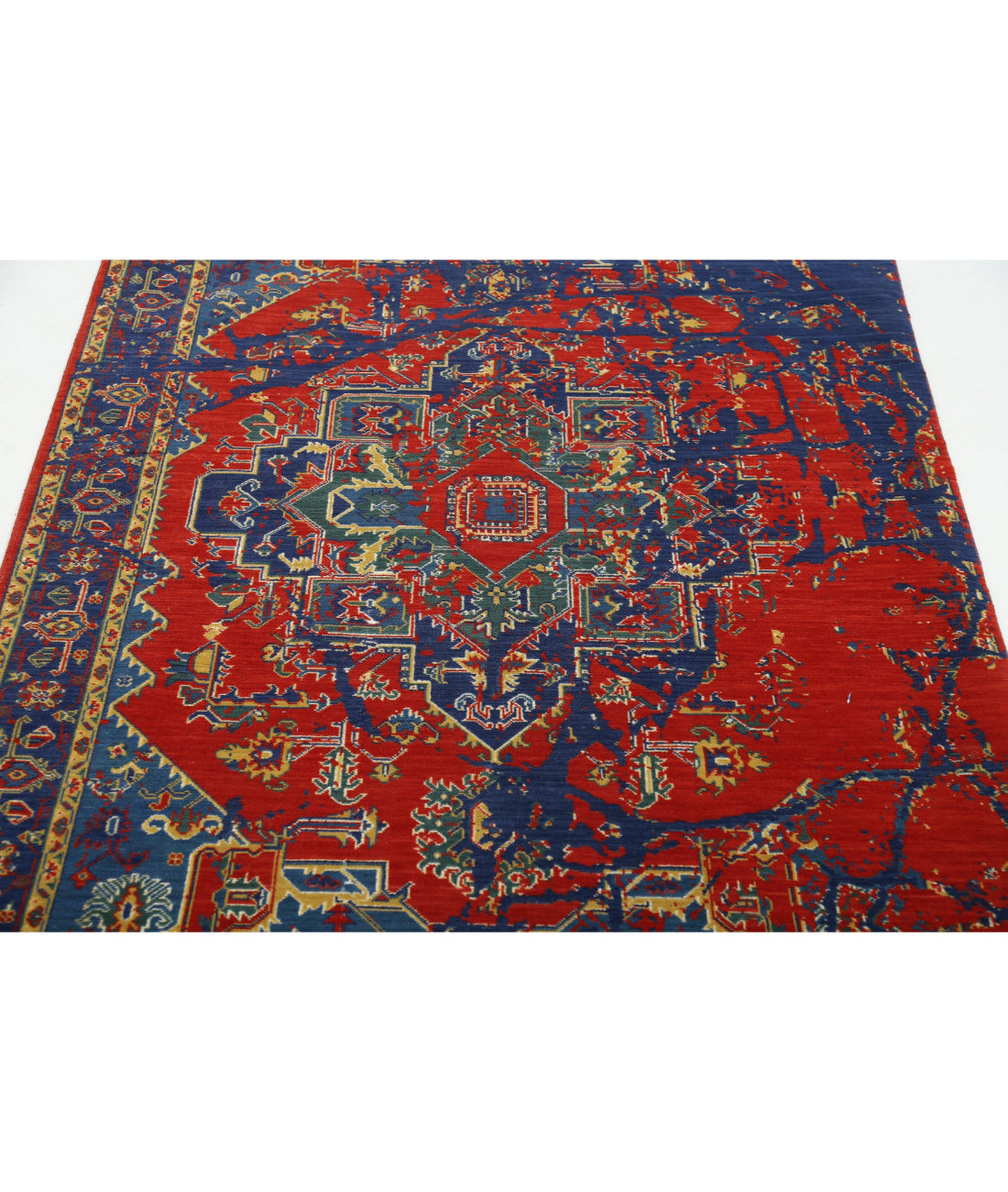 Gulshan Wool & Bamboo Silk Rug - 3'11'' x 5'9'' 3'11'' x 5'9'' (118 X 173) / Red / Blue