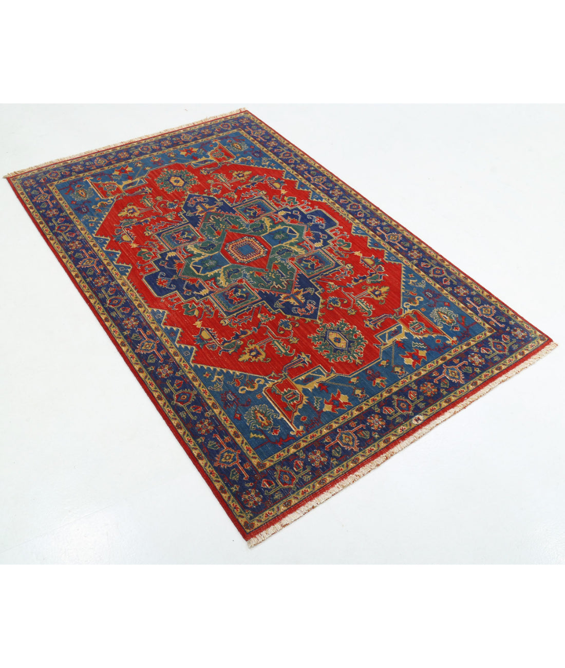 Gulshan Wool & Bamboo Silk Rug - 3'1'' x 6'1'' 3'1'' x 6'1'' (93 X 183) / Red / Blue