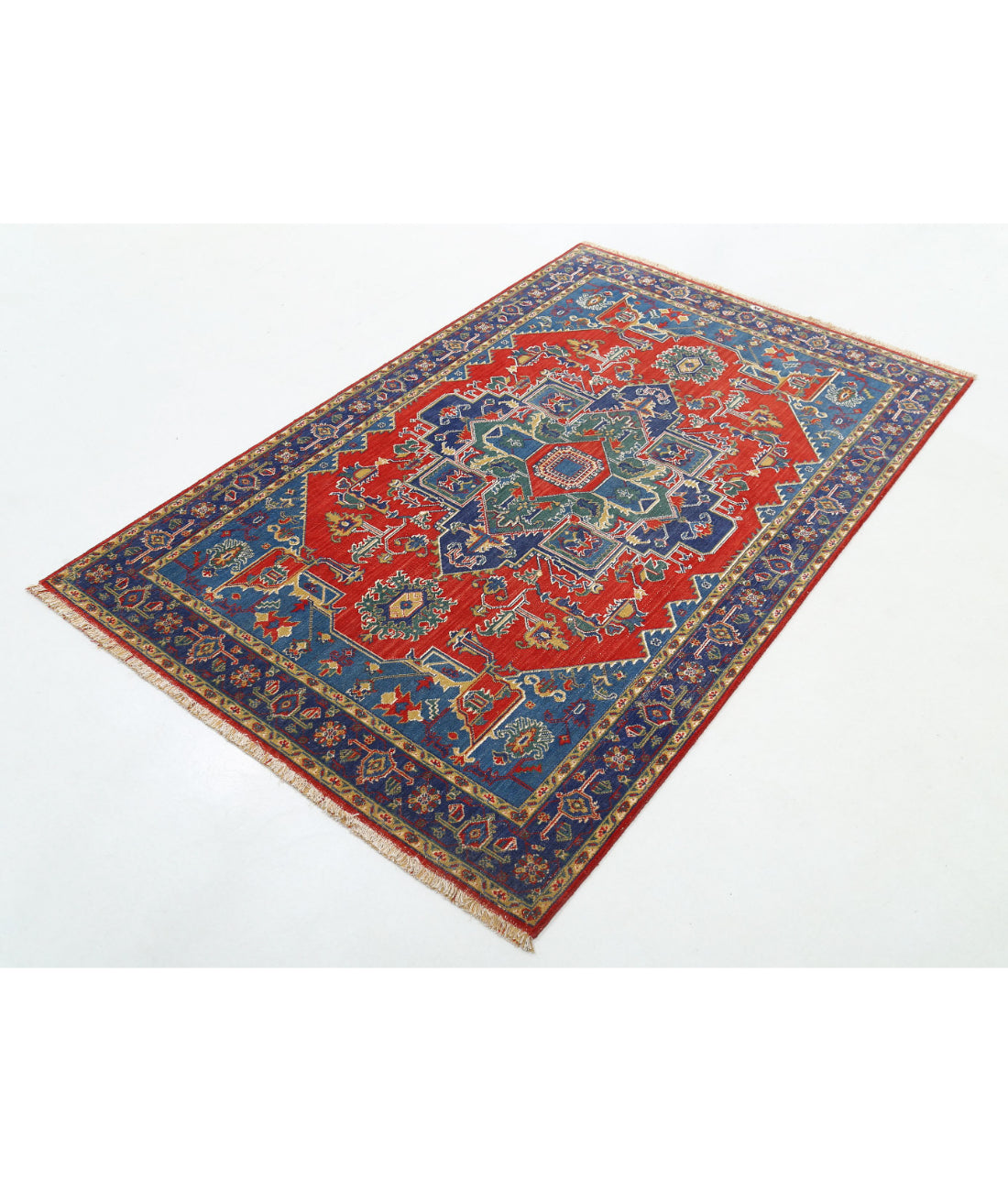 Gulshan Wool & Bamboo Silk Rug - 3'1'' x 6'1'' 3'1'' x 6'1'' (93 X 183) / Red / Blue