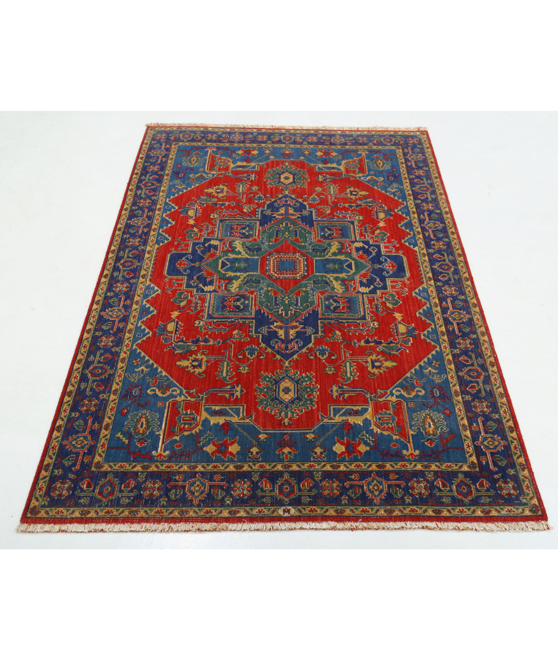 Gulshan Wool & Bamboo Silk Rug - 3'1'' x 6'1'' 3'1'' x 6'1'' (93 X 183) / Red / Blue