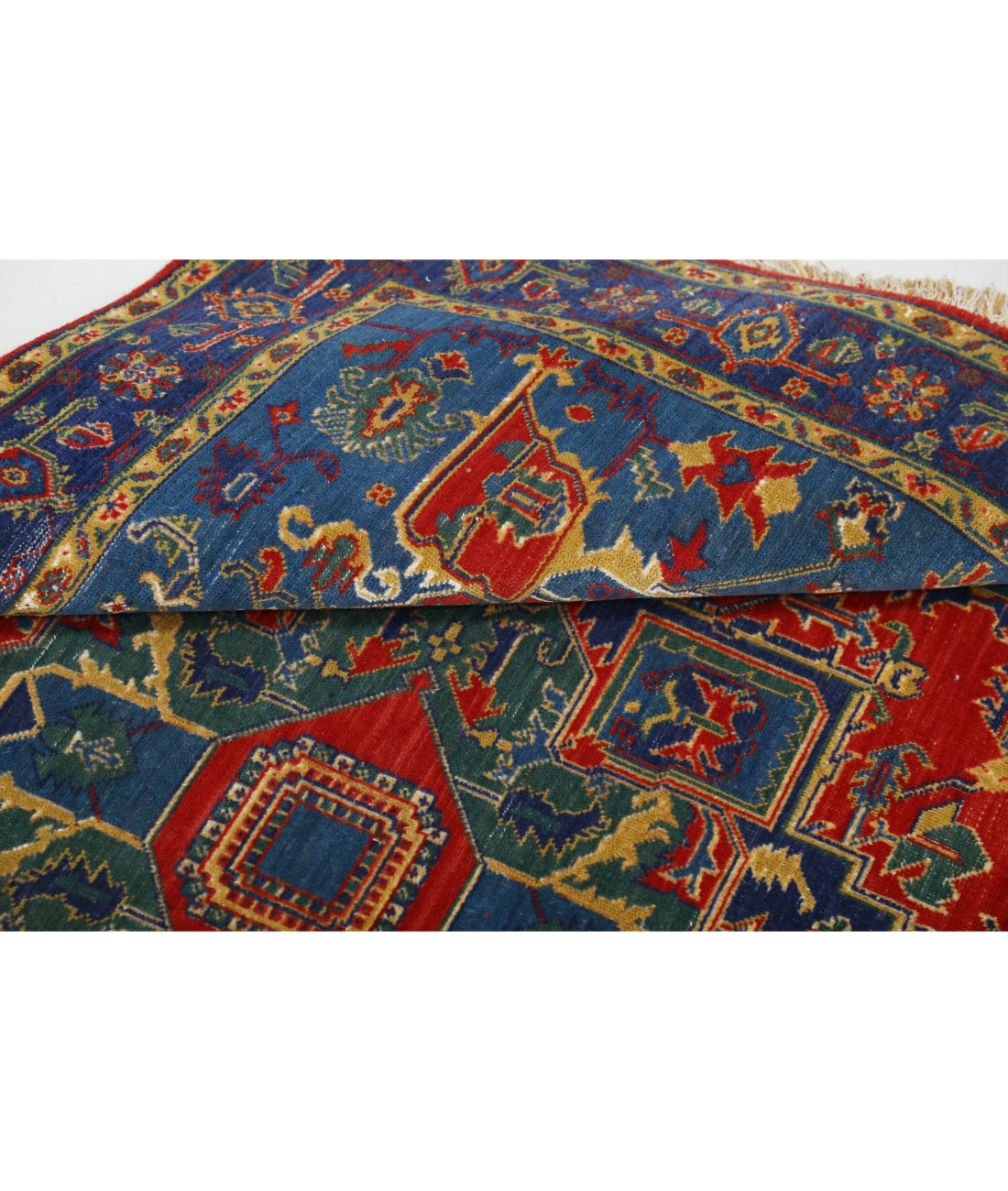 Gulshan Wool & Bamboo Silk Rug - 3'1'' x 6'1'' 3'1'' x 6'1'' (93 X 183) / Red / Blue