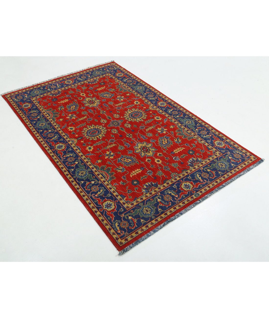 Gulshan Wool & Bamboo Silk Rug - 3'10'' x 6'0'' 3'10'' x 6'0'' (115 X 180) / Red / Blue