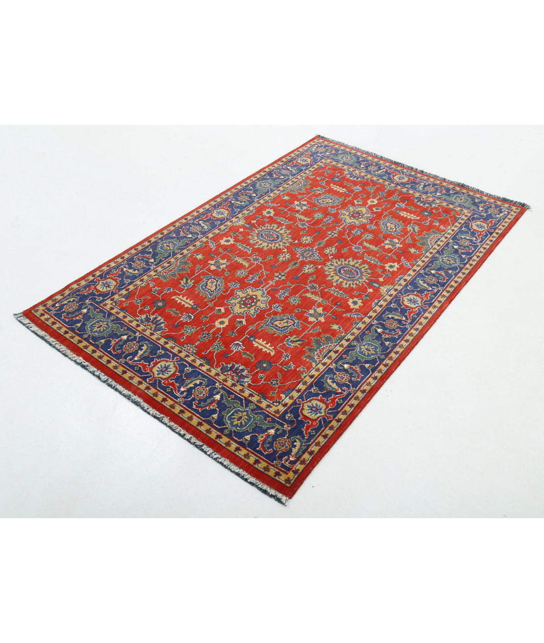 Gulshan Wool & Bamboo Silk Rug - 3'10'' x 6'0'' 3'10'' x 6'0'' (115 X 180) / Red / Blue