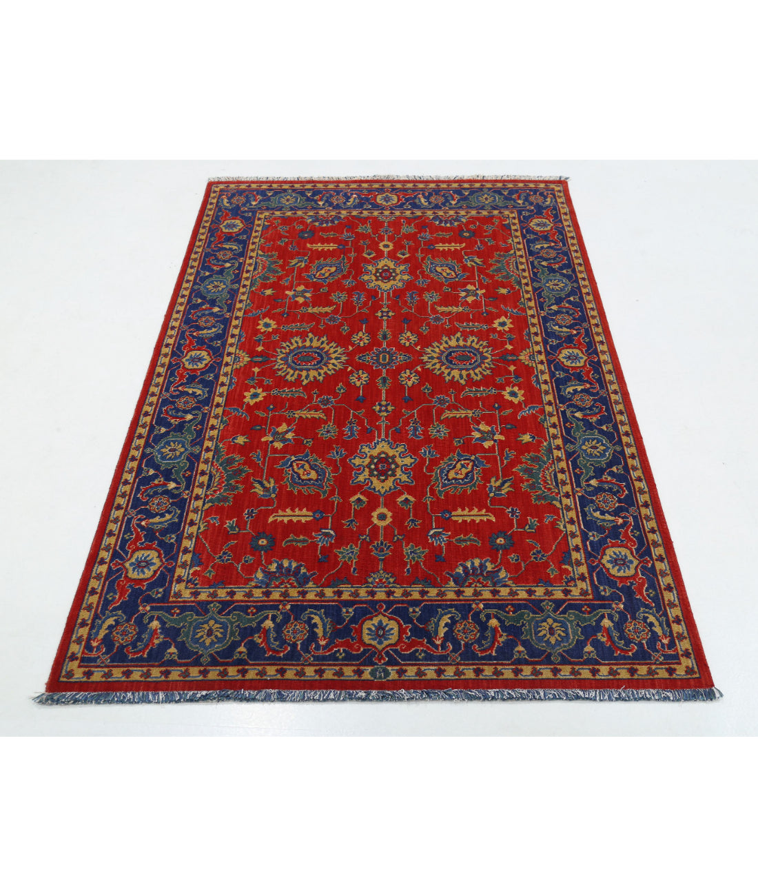 Gulshan Wool & Bamboo Silk Rug - 3'10'' x 6'0'' 3'10'' x 6'0'' (115 X 180) / Red / Blue