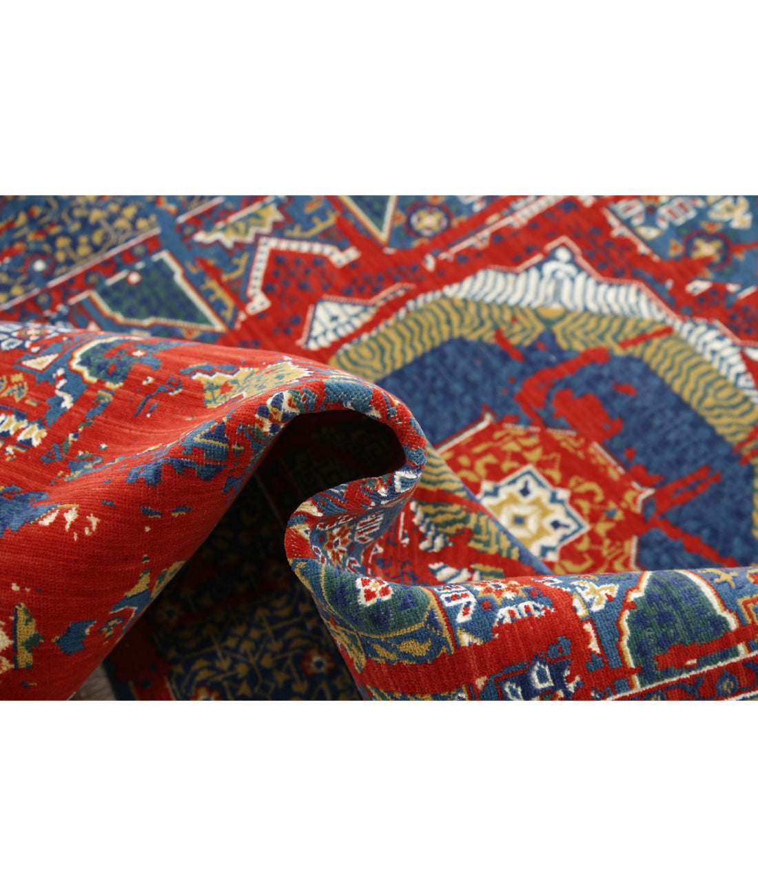 Gulshan Wool & Bamboo Silk Rug - 3'11'' x 5'9'' 3'11'' x 5'9'' (118 X 173) / Blue / Red